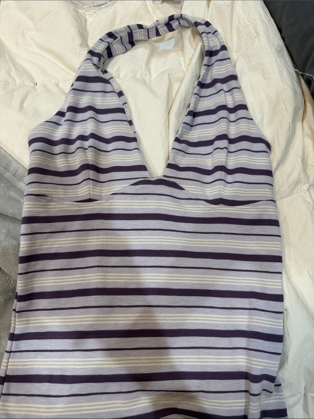 gaze Lavender and White Striped Halter Camisole